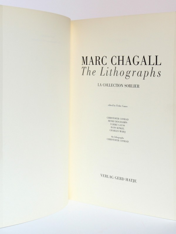 Marc Chagall. The lithographs. La collection Sorlier. 1998. Page titre.