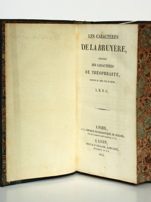 Les Caractères. La Bruyère. Rusand 1824. Page titre.