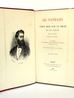 Les Naufragés ou Vingt mois sur un récif des îles Auckland. Hachette 1882. Frontispice et page titre.