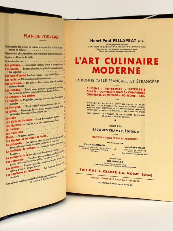 L'art culinaire moderne. Pellaprat. Kramer. 1957. Page titre.