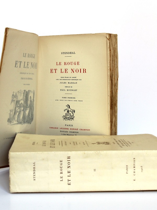 Le Rouge et le noir. Stendhal. Librairie ancienne Honoré Champion 1923. Page titre volume 1.