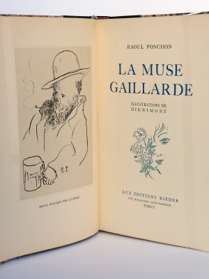 La Muse gaillarde, Raoul Ponchon. Illustrations de Dignimont. Aux Éditions Rieder, 1939. Frontispice et page titre.