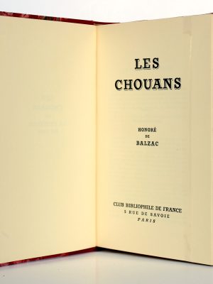 Les Chouans. Balzac. Club bibliophile de France 1954. Page titre.