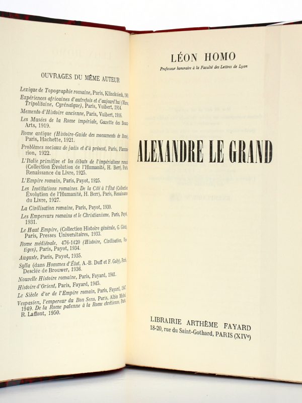Alexandre le Grand, Léon Homo. Librairie Arthème Fayard, 1951. Page titre.