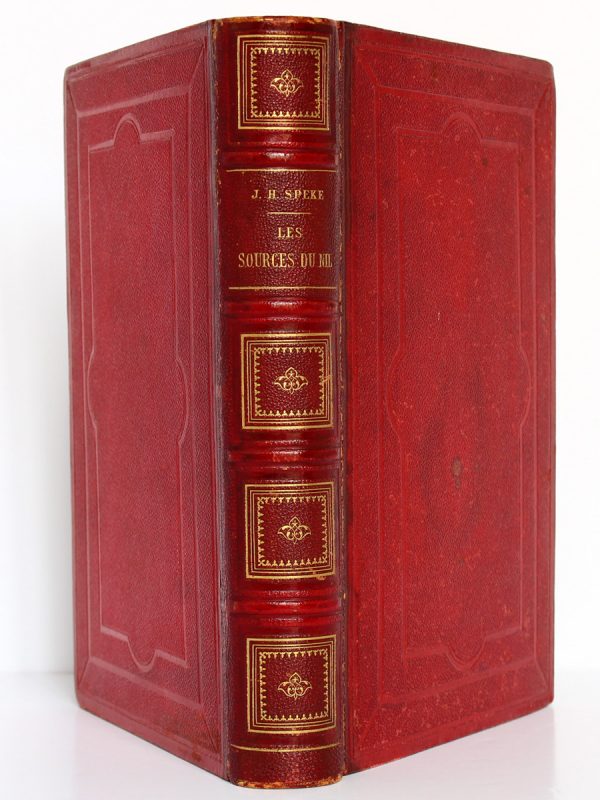 Aux Sources du Nil Journal de voyage du Capitaine John Hanning Speke. Librairie de L. Hachette et Cie 1865. Reliure : plats et dos.