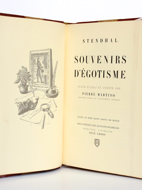 Souvenirs d'égotisme. Stendhal. Éditions Richelieu / Imprimerie nationale 1954. Frontispice et page titre.