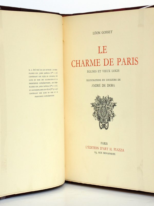 Le Charme de Paris Églises et vieux logis, Léon Gosset. L'Édition d'Art H. Piazza, 1934. Page titre.