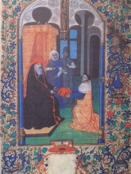 Dessin illustrant un livre du XVe siècle.