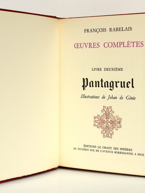 Pantagruel, Rabelais. Éditions Le Chant des Sphères, 1964. Page titre.