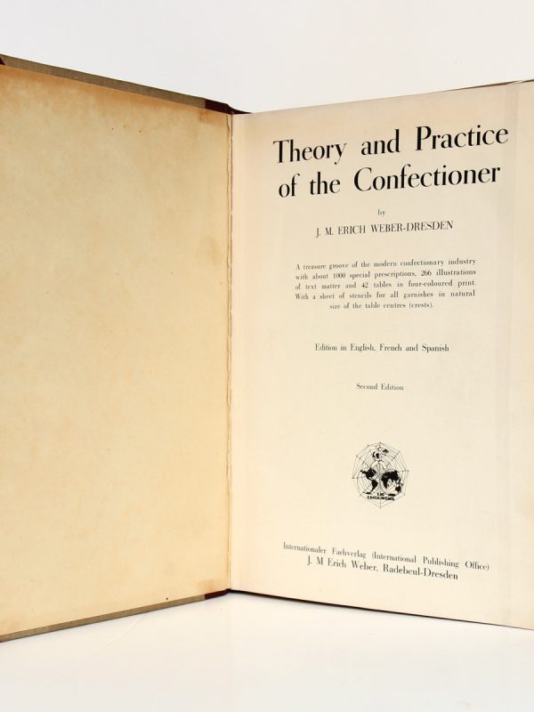 Theory and Practice of the Confectioner, J.M. Erich WEBER. Vers 1929. Page titre.