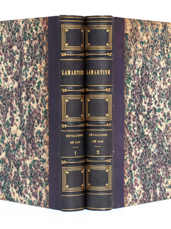 Histoire de la Révolution de 1848, Alphonse de Lamartine. Perrotin, 1849. 2 volumes. Reliures : dos et plats.