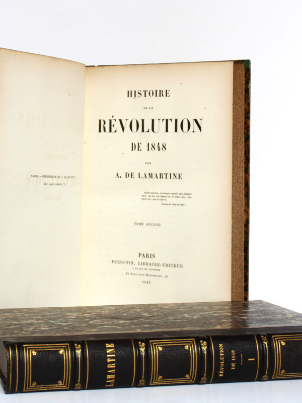 Histoire de la Révolution de 1848, Alphonse de Lamartine. Perrotin, 1849. 2 volumes. Page titre 2.