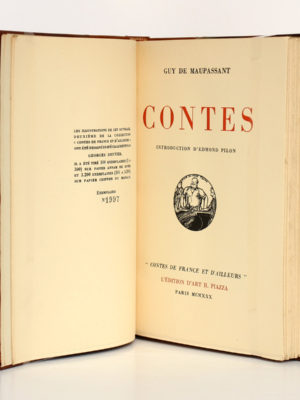 Contes, Guy de Maupassant. Édition d'Art Piazza, 1930. Page titre.