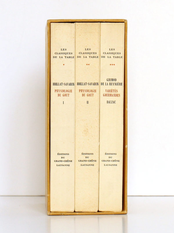 Classiques de la Table, BRILLAT-SAVARIN, GRIMOD DE LA REYNIÈRE. Éditions du Grand-Chêne, 1951. Coffret.