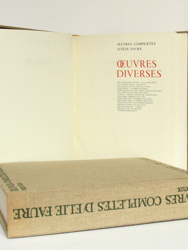 Œuvres complètes d'Élie Faure. Jean-Jacques Pauvert Éditeur, 1964. Frontispice et page titre du volume 3.