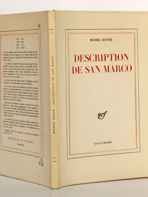 Description de San Marco, Michel BUTOR. nrf-Gallimard, 1963. Couverture : dos et plats.