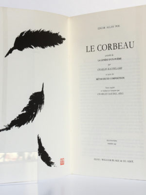 Le Corbeau, Allan Edgar POE. Illustrations de HAMIRU AQI. Alias / William Blake & Co. Édit, 1955. Frontispice et page titre.