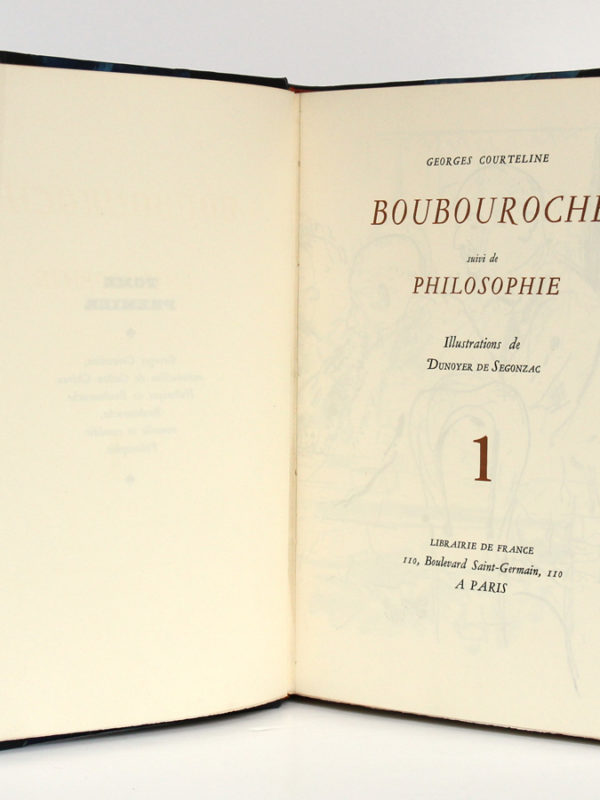 Boubouroche, Philosophie, Georges COURTELINE. Illustré par DUNOYER DE SEGONZAC. Librairie de France, 1931. Page titre.