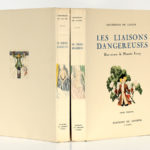 Les Liaisons dangereuses, CHODERLOS DE LACLOS. Illustrations de Maurice LEROY. En 2 tomes. Éditions du Charme, 1941. Deux volumes : dos et plats extérieurs.