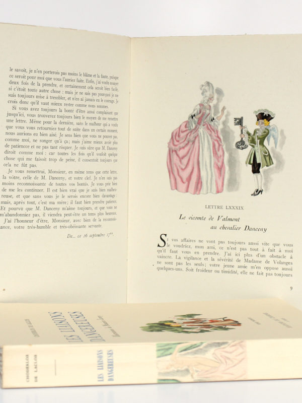Les Liaisons dangereuses, CHODERLOS DE LACLOS. Illustrations de Maurice LEROY. En 2 tomes. Éditions du Charme, 1941. Pages intérieures du volume 2.