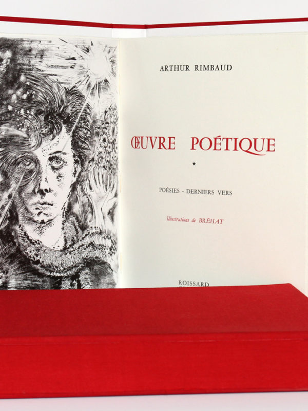 Œuvre poétique, Arthur RIMBAUD. Illustrations de BRÉHAT. 2 volumes. Roissard, 1971-1972. Frontispice et page-titre du volume 1.