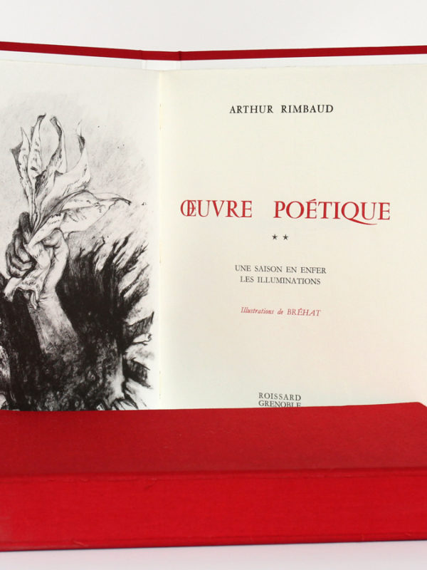 Œuvre poétique, Arthur RIMBAUD. Illustrations de BRÉHAT. 2 volumes. Roissard, 1971-1972. Frontispice et page-titre du volume 2.