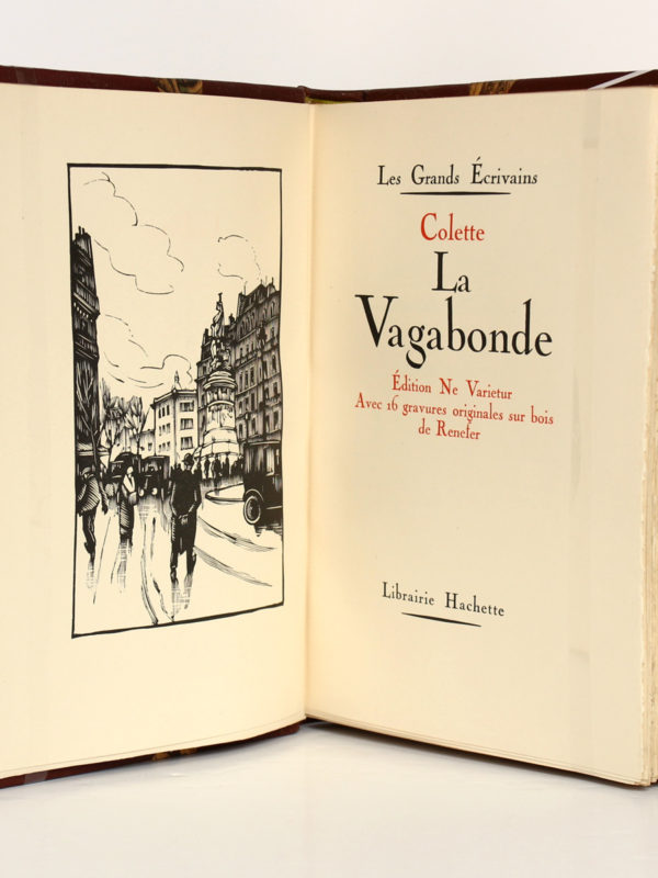 La Vagabonde, COLETTE. Gravures de RENEFER. Hachette, 1928. Frontispice et page titre.