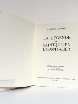 La Légende de Saint-Julien l'Hospitalier, Gustave FLAUBERT. Illustrations Laure DELVOLVÉ. Compagnie française des Arts graphiques, 1953. Page-titre.