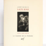 Saturne, Essai sur Goya, par André MALRAUYX. nrf-Gallimard, 1950. Couverture.
