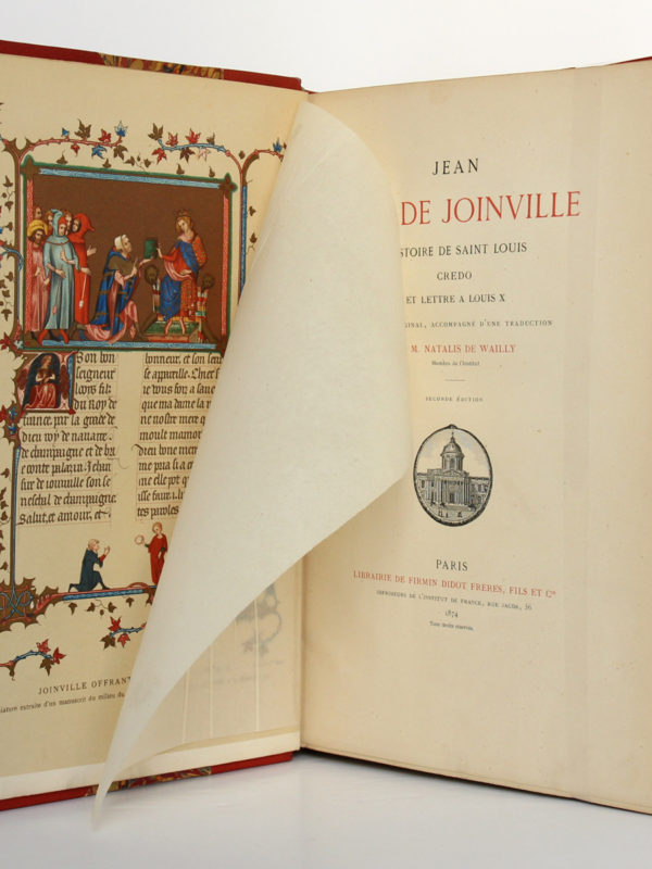 Jean Sire de Joinville, Histoire de Saint Louis, Natalis de WAILLY. Firmin Didot Frères, 1874. Frontispice et page titre.