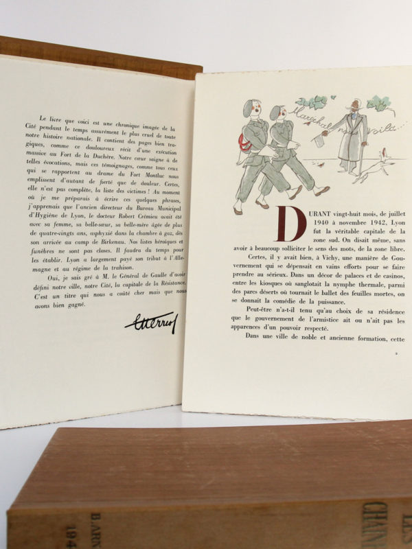 Lyon dans les chaînes, Pierre SCIZE. Illustrations de Julien PAVIL. B. Arnaud Éditeur, 1945. Pages intérieures 1.