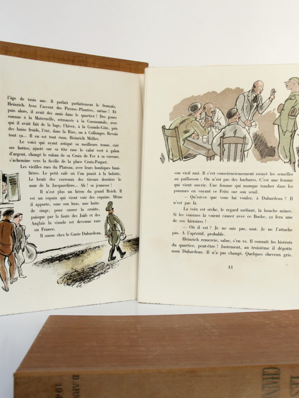 Lyon dans les chaînes, Pierre SCIZE. Illustrations de Julien PAVIL. B. Arnaud Éditeur, 1945. Pages intérieures 2.