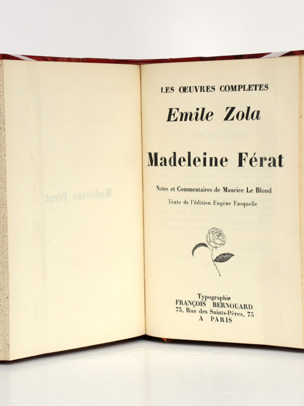 Thérèse Raquin - Madeleine Férat, Émile Zola. François Bernouard, 1928. Page titre 2.