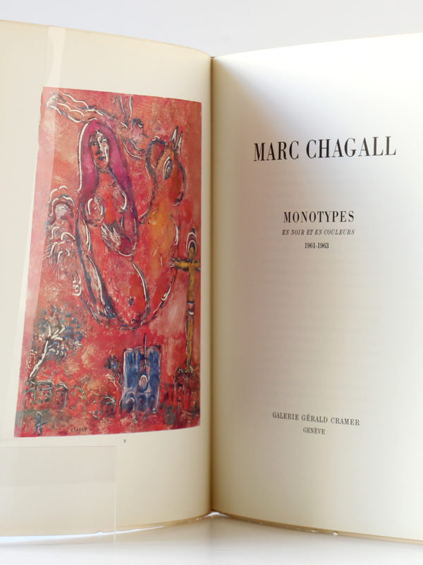 Marc Chagall Monotypes en noir et en couleurs Paravent 1961-1963, Catalogue Galerie Cramer 1964-1965. Frontispice et première page titre.