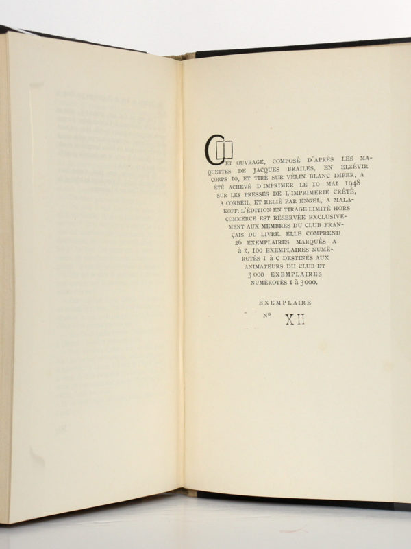 Là-Bas, J.-K. HUYSMANS. Le Club français du livre, 1948. Justificatif de tirage.
