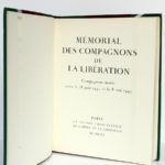 Mémorial des compagnons de la Libération. 1961. Relié. Page titre.