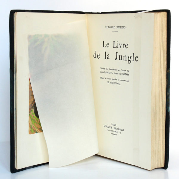 Le Livre de la jungle, Rudyard KIPLING. Illustrations H. DELUERMOZ. Librairie Delagrave, 1936. Page titre.