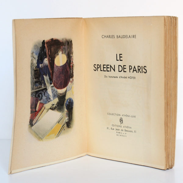 Le Spleen de Paris, Charles BAUDELAIRE. Dessins d’André HOFER. Athêna, 1946. Frontispice et page titre.