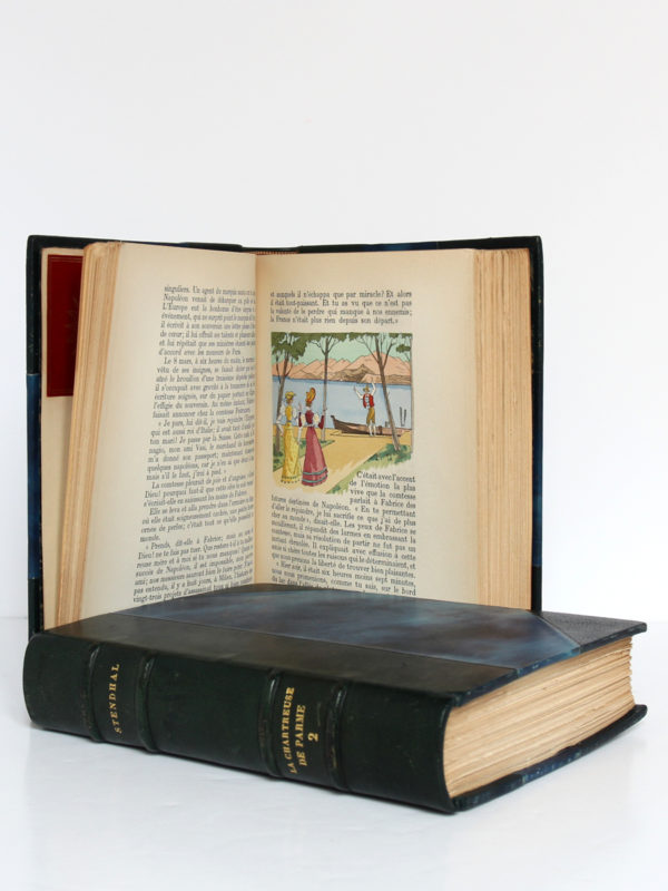 La Chartreuse de Parme, Stendhal. Aquarelles de Paul Domenc. La Belle Édition, sans date [1947]. Pages intérieures 2 du volume 1 et volume 2.