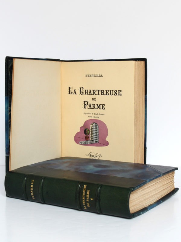 La Chartreuse de Parme, Stendhal. Aquarelles de Paul Domenc. La Belle Édition, sans date [1947]. Page titre du volume 2 et volume 1.
