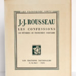 Les Confessions, Les Rêveries du promeneur solitaire, Jean-Jacques ROUSSEAU. Les Éditions Nationales, 1947. Couverture.