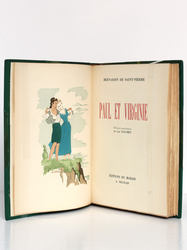 Paul et Virginie, Bernardin de Saint-Pierre. Illustrations de Line Touchet. Éditions du Marais, 1945. Frontispice et page titre.