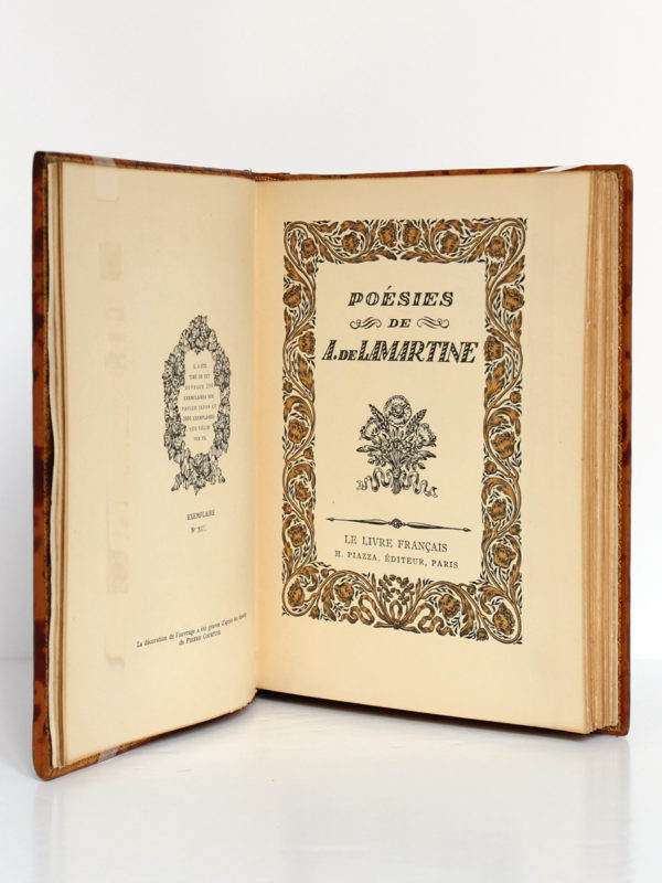 Poésies de A. de Lamartine. Le livre français H. Piazza éditeur, 1925. Page-titre.