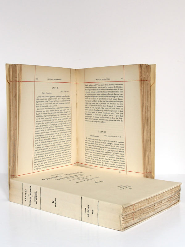 Lettres de Prosper Mérimée à la Comtesse de Montijo. Le Divan, 1936. 2 volumes. Pages intérieures 1.