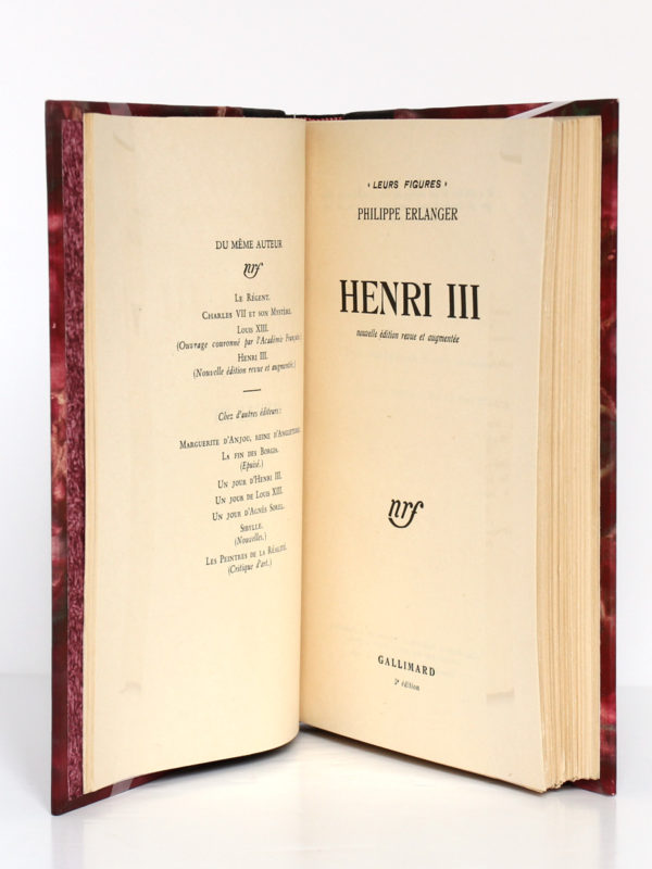 Henri III, Philippe Erlanger. nrf-Gallimard, 1948. Page titre.