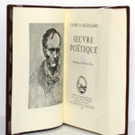 Œuvre poétique, Charles Baudelaire. Chez Jean de Bonnot, 1982. Frontispice et page-titre.